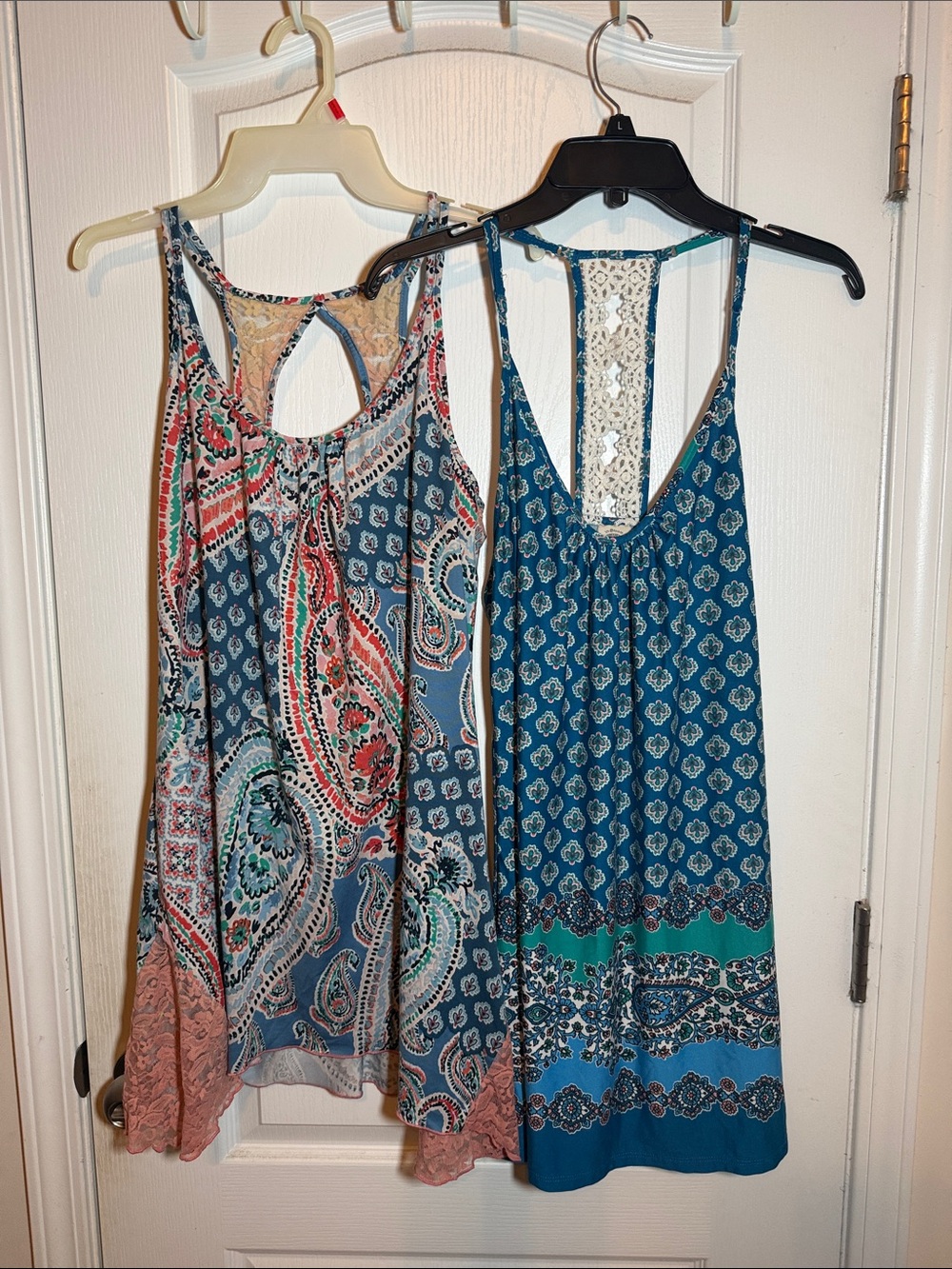 In Bloom Blue Paisley & Teal Patterned Racerback Nightgowns